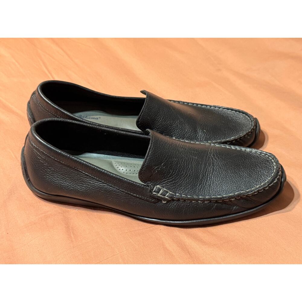 Tommy Bahama Mens Black Leather ORION Loafers Shoes 11.5